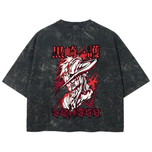 Playera streetwear premium de anime y gaming ExtraLife MX, corte boxy deluxe mineral wash heavyweight en color Acid Wash, moda urbana mexicana de culto.