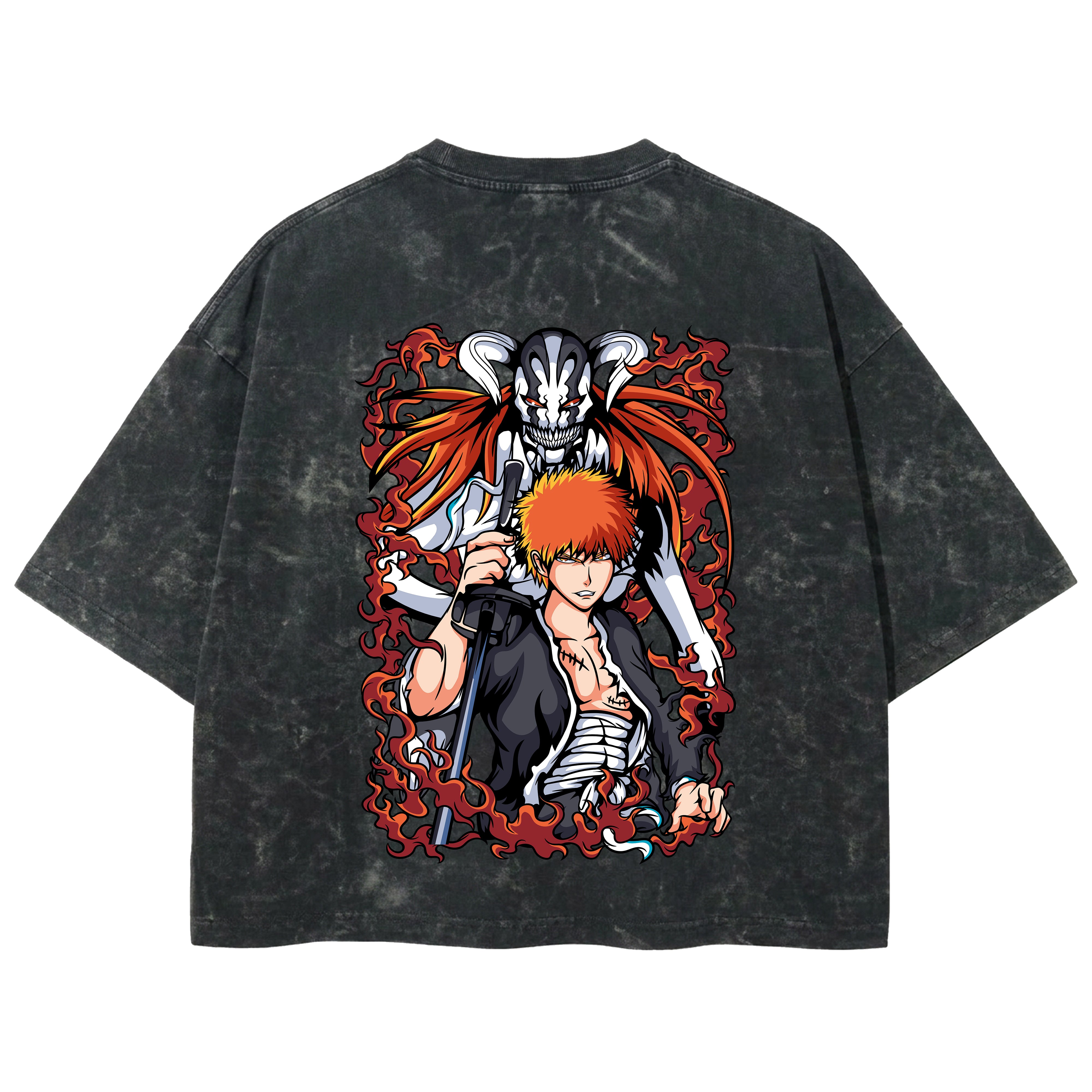 Playera streetwear premium de anime y gaming ExtraLife MX, corte boxy deluxe mineral wash heavyweight en color Acid Wash, moda urbana mexicana de culto.