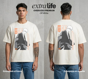 El Mundo de las Almas | El Alma Naranja #00277 - Playera Oversized Premium | Off White - Foto en modelo