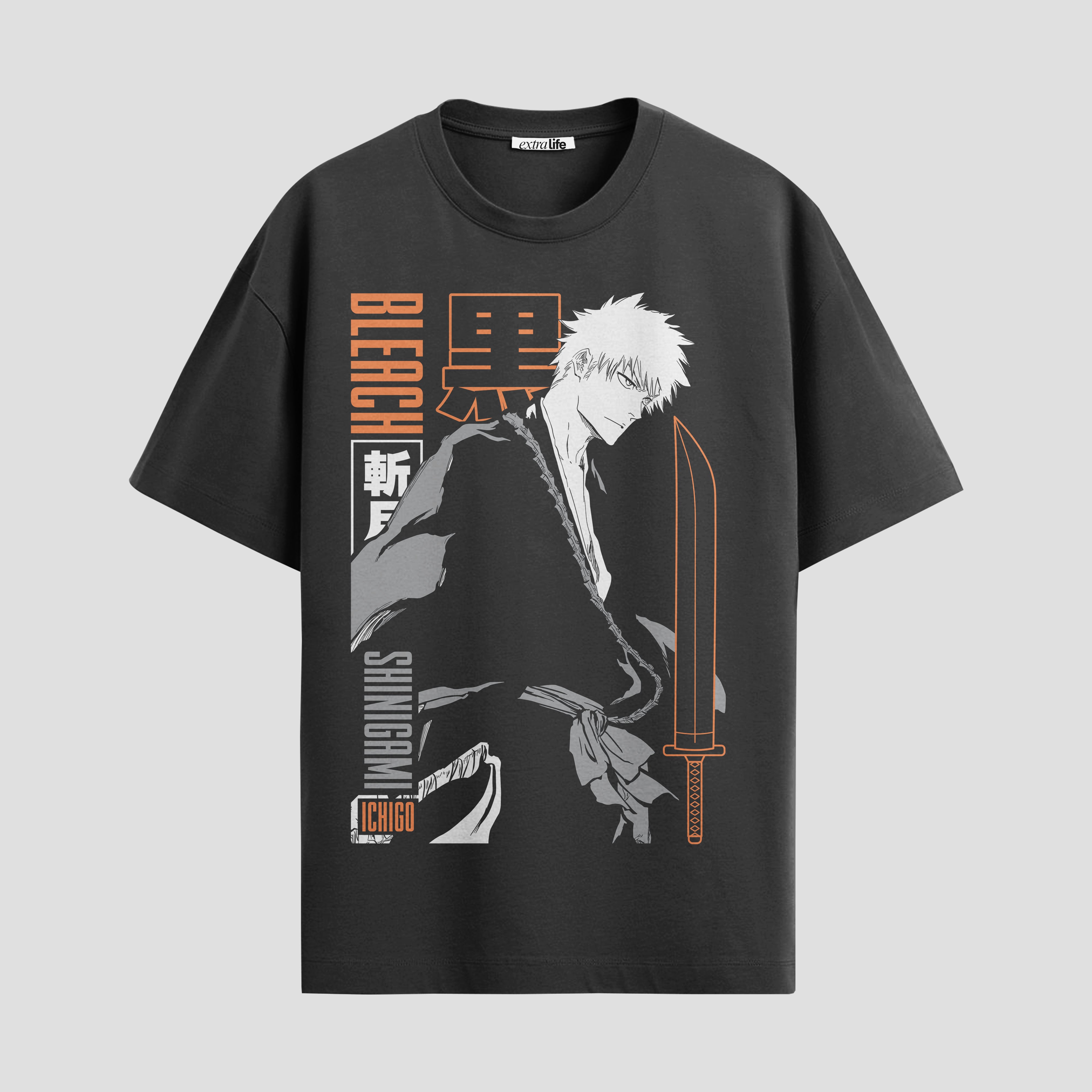 Playera urbana de anime y gaming ExtraLife MX, corte Standard Fit unisex ligero y transpirable en color Deep Black y Pure White, ropa de uso diario para gym y casual.