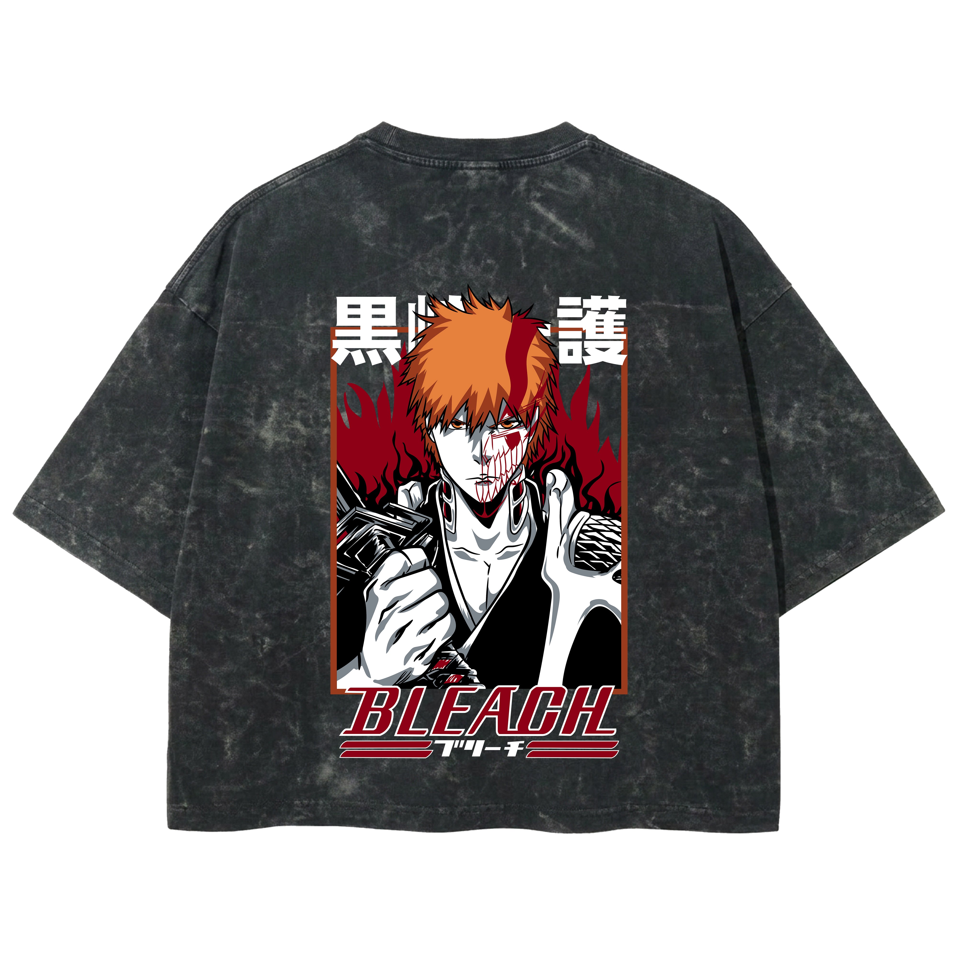 Playera streetwear premium de anime y gaming ExtraLife MX, corte boxy deluxe mineral wash heavyweight en color Acid Wash, moda urbana mexicana de culto.
