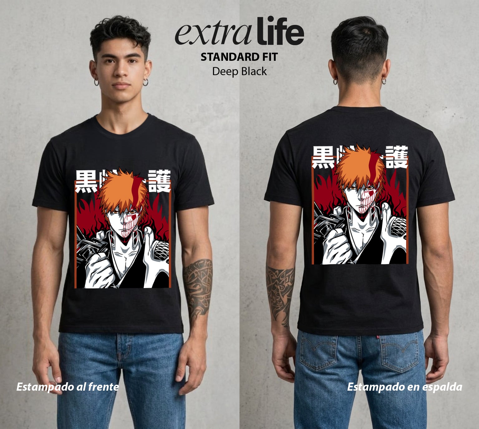 El Mundo de las Almas | El Kurosaki del Poder #00278 - Playera Standard Fit | Deep Black - Foto en modelo