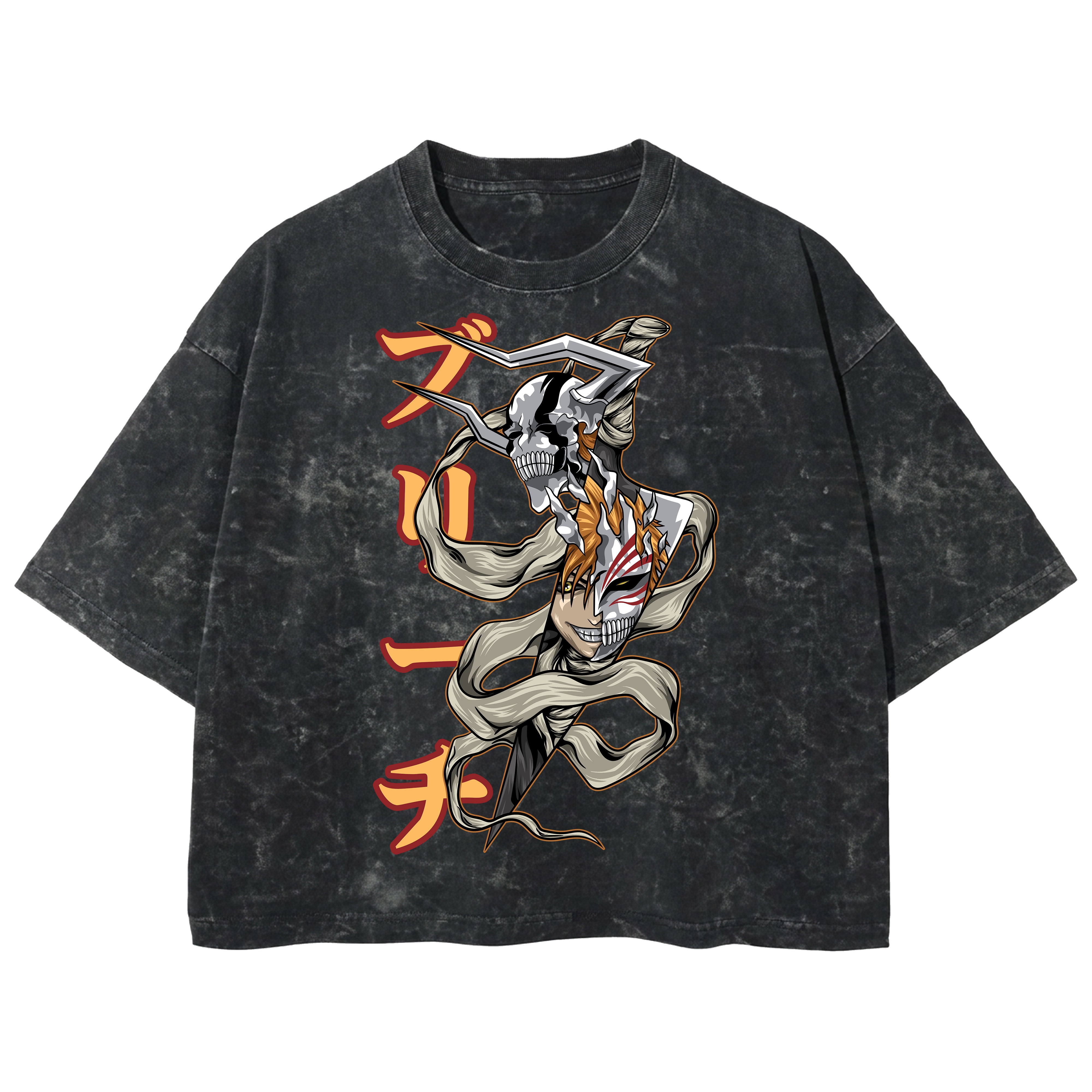 Playera streetwear premium de anime y gaming ExtraLife MX, corte boxy deluxe mineral wash heavyweight en color Acid Wash, moda urbana mexicana de culto.