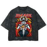 Playera streetwear premium de anime y gaming ExtraLife MX, corte boxy deluxe mineral wash heavyweight en color Acid Wash, moda urbana mexicana de culto.