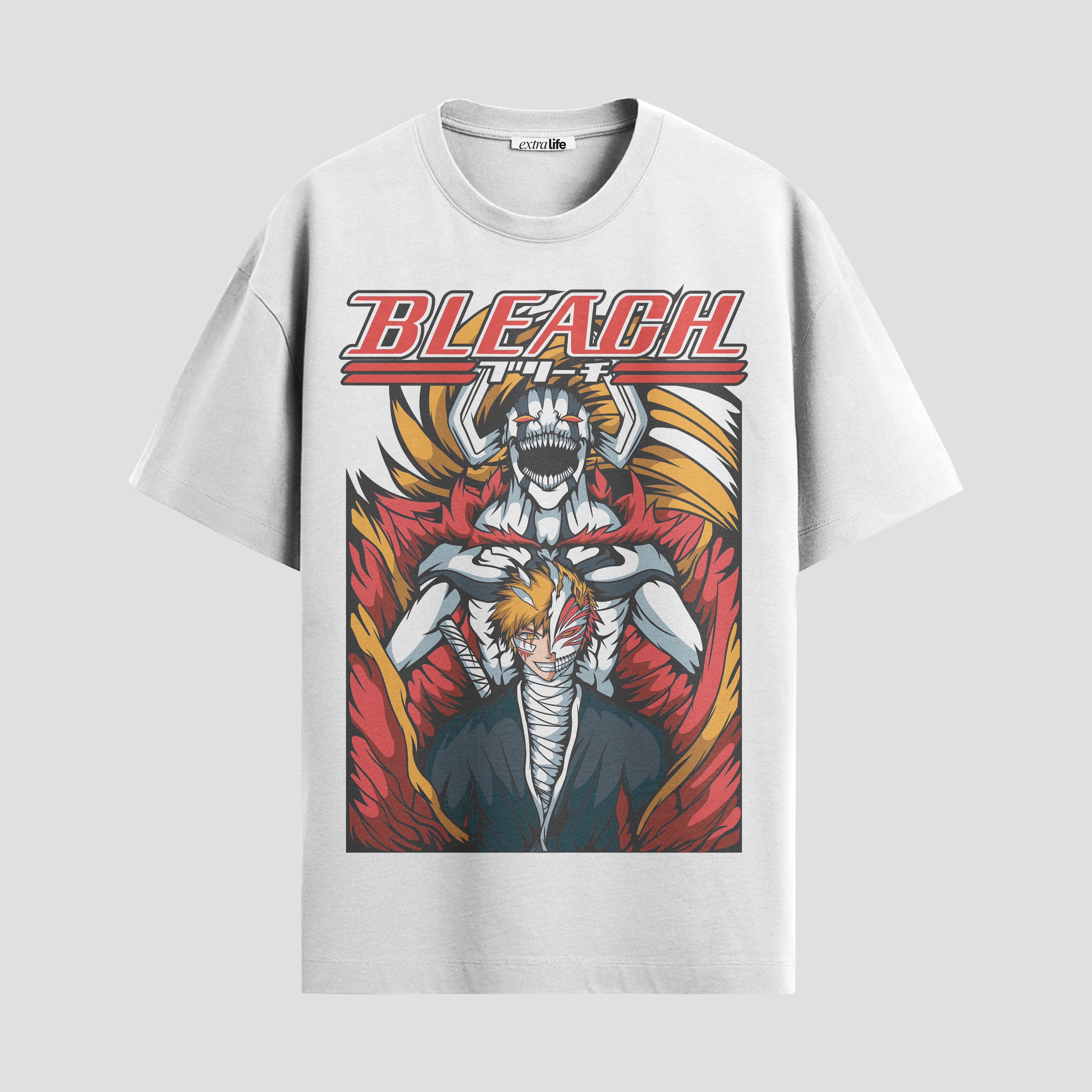 Playera urbana de anime y gaming ExtraLife MX, corte Standard Fit unisex ligero y transpirable en color Deep Black y Pure White, ropa de uso diario para gym y casual.
