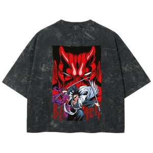 Playera streetwear premium de anime y gaming ExtraLife MX, corte boxy deluxe mineral wash heavyweight en color Acid Wash, moda urbana mexicana de culto.