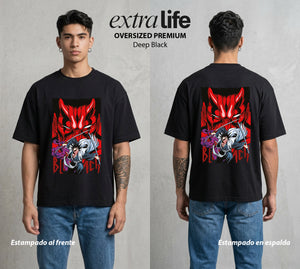 El Mundo de las Almas | El Mas Salvaje #00284 - Playera Oversized Premium | Deep Black - Foto en modelo