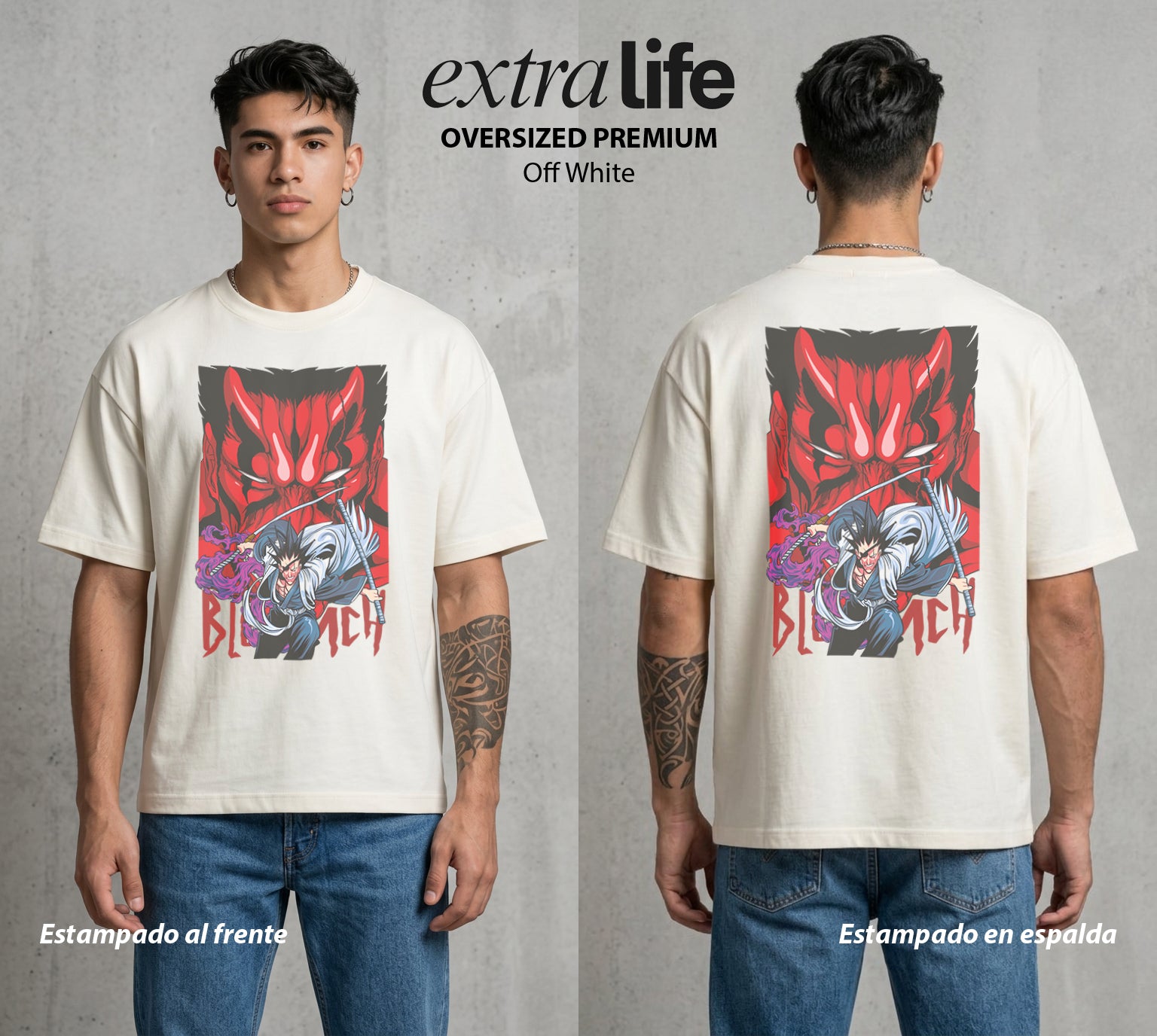 El Mundo de las Almas | El Mas Salvaje #00284 - Playera Oversized Premium | Off White - Foto en modelo