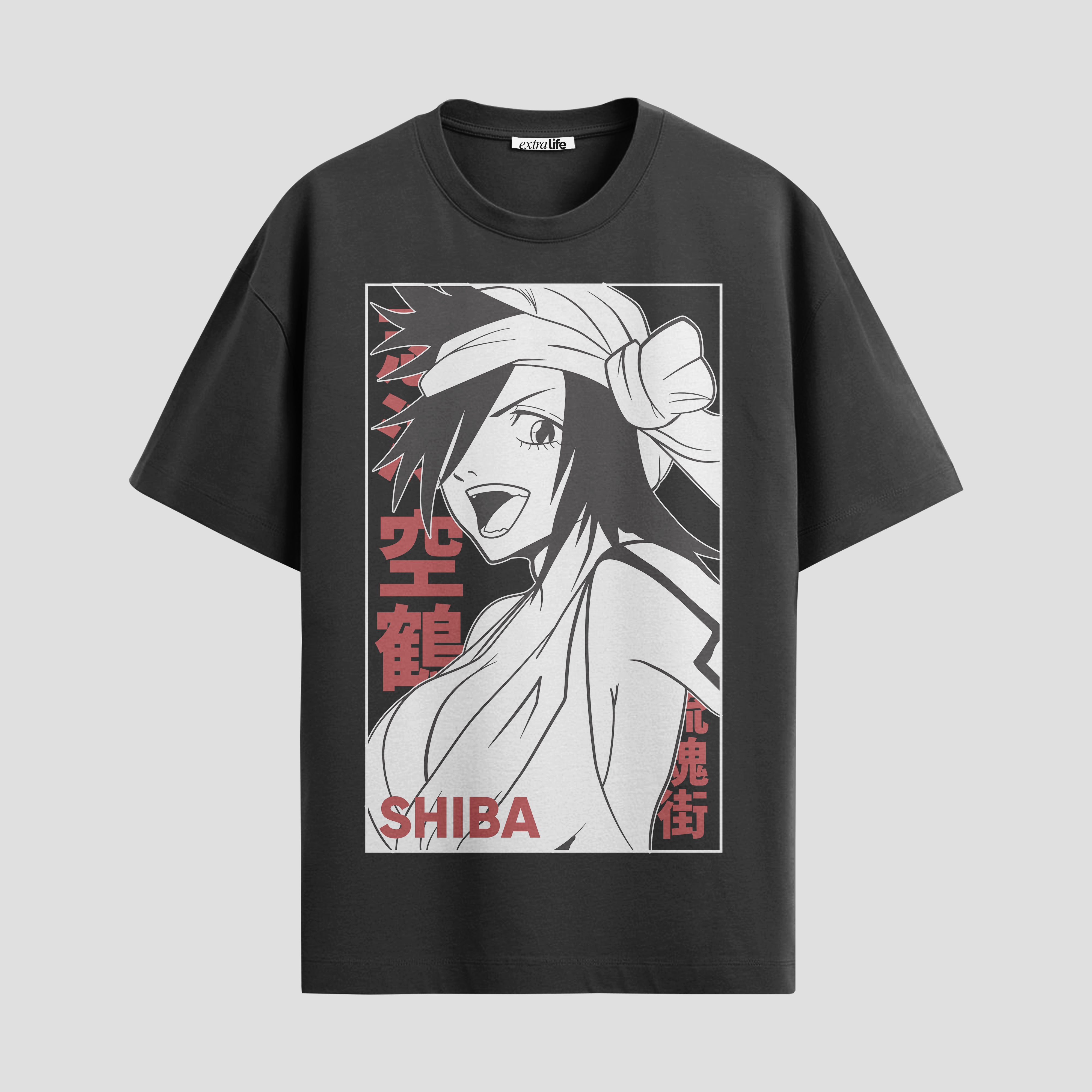 Playera urbana de anime y gaming ExtraLife MX, corte Standard Fit unisex ligero y transpirable en color Deep Black y Pure White, ropa de uso diario para gym y casual.