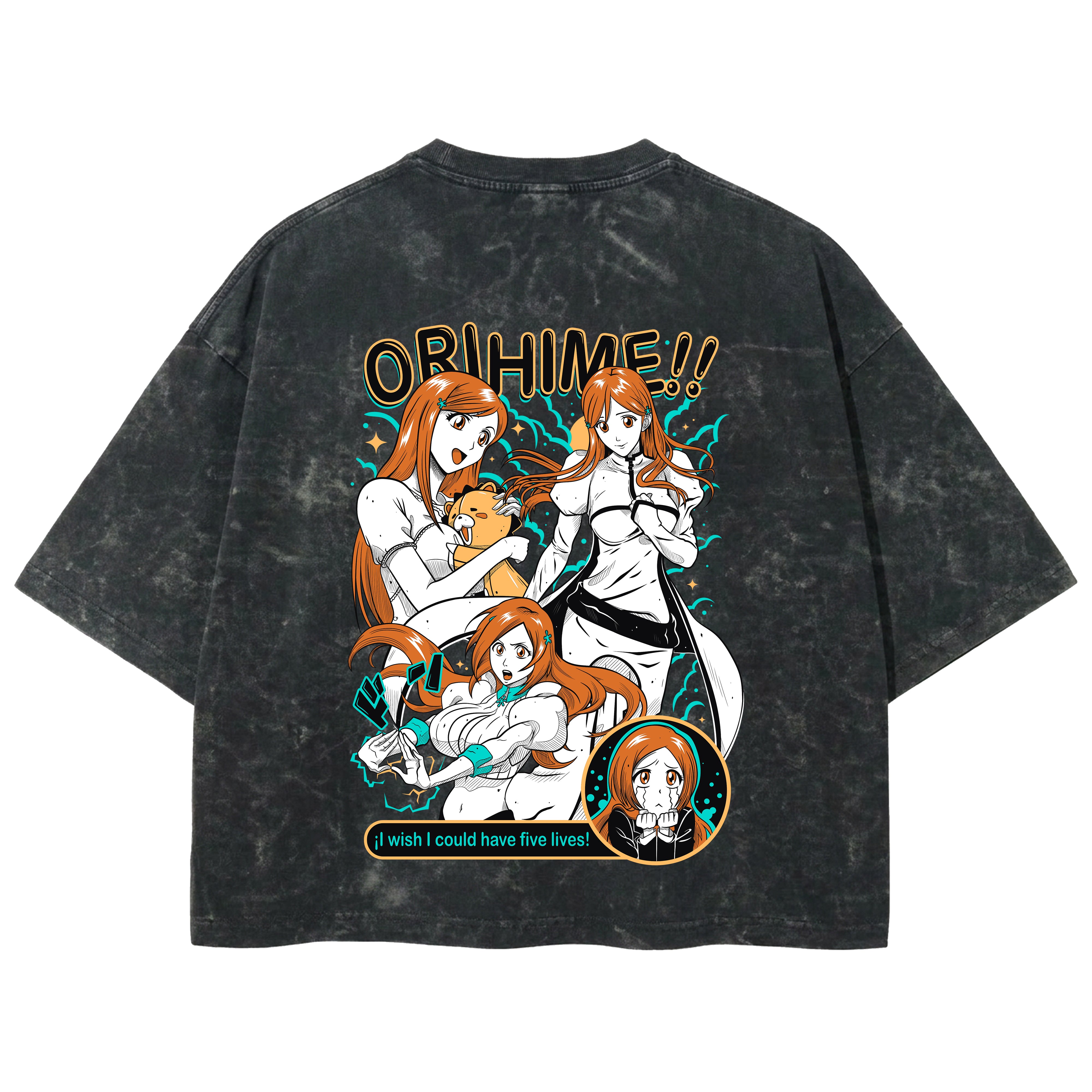Playera streetwear premium de anime y gaming ExtraLife MX, corte boxy deluxe mineral wash heavyweight en color Acid Wash, moda urbana mexicana de culto.
