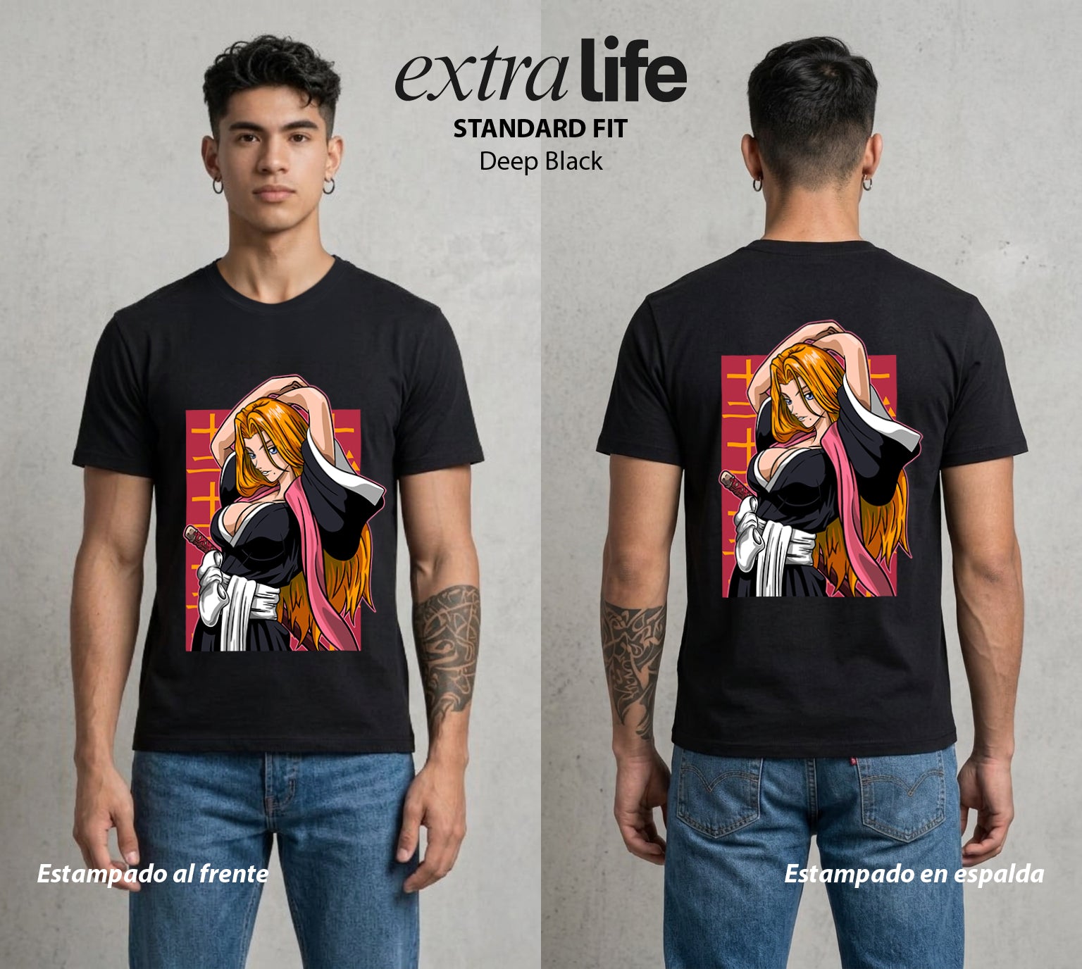 El Mundo de las Almas | La Lluvia de Cenizas #00289 - Playera Standard Fit | Deep Black - Foto en modelo