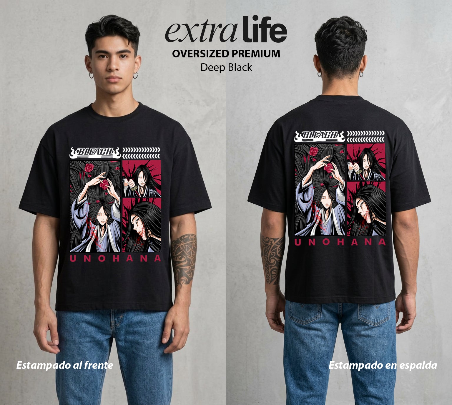 El Mundo de las Almas | Las Almas sin Descanso #00291 - Playera Oversized Premium | Deep Black - Foto en modelo