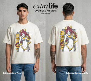 El Mundo de las Almas | La Diosa del Flash #00293 - Playera Oversized Premium | Off White - Foto en modelo