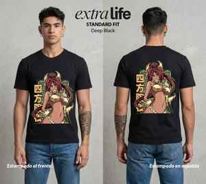 El Mundo de las Almas | El Relampago Felino #00294 - Playera Standard Fit | Deep Black - Foto en modelo