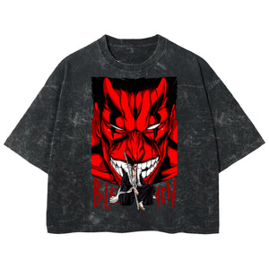 Playera streetwear premium de anime y gaming ExtraLife MX, corte boxy deluxe mineral wash heavyweight en color Acid Wash, moda urbana mexicana de culto.
