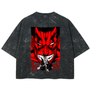 Playera streetwear premium de anime y gaming ExtraLife MX, corte boxy deluxe mineral wash heavyweight en color Acid Wash, moda urbana mexicana de culto.