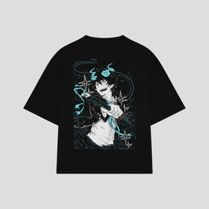 Playera streetwear premium de anime y gaming ExtraLife MX, corte oversized drop shoulder ligero y fresco en color Deep Black y Off-White, moda urbana mexicana de culto.