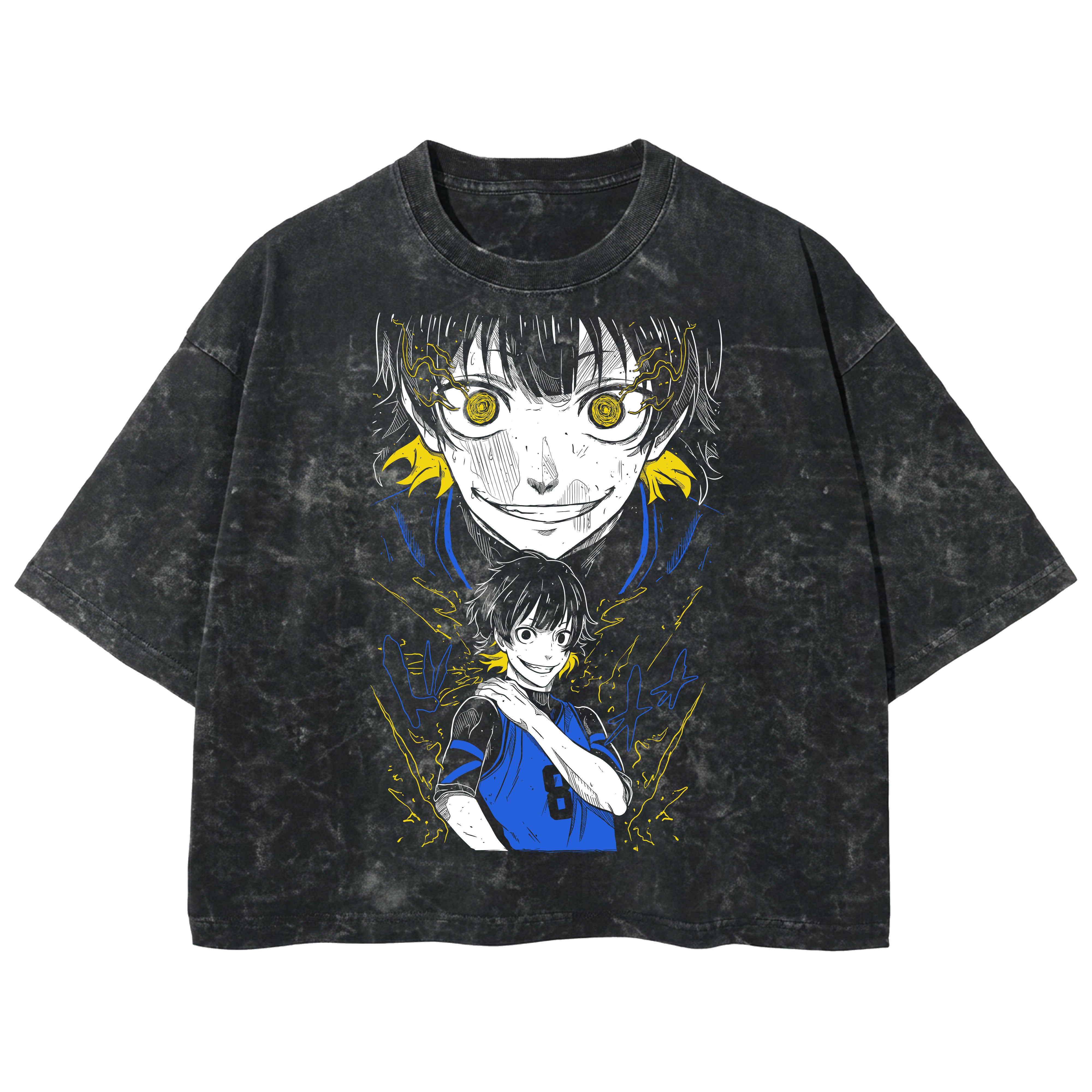 Playera streetwear premium de anime y gaming ExtraLife MX, corte boxy deluxe mineral wash heavyweight en color Acid Wash, moda urbana mexicana de culto.