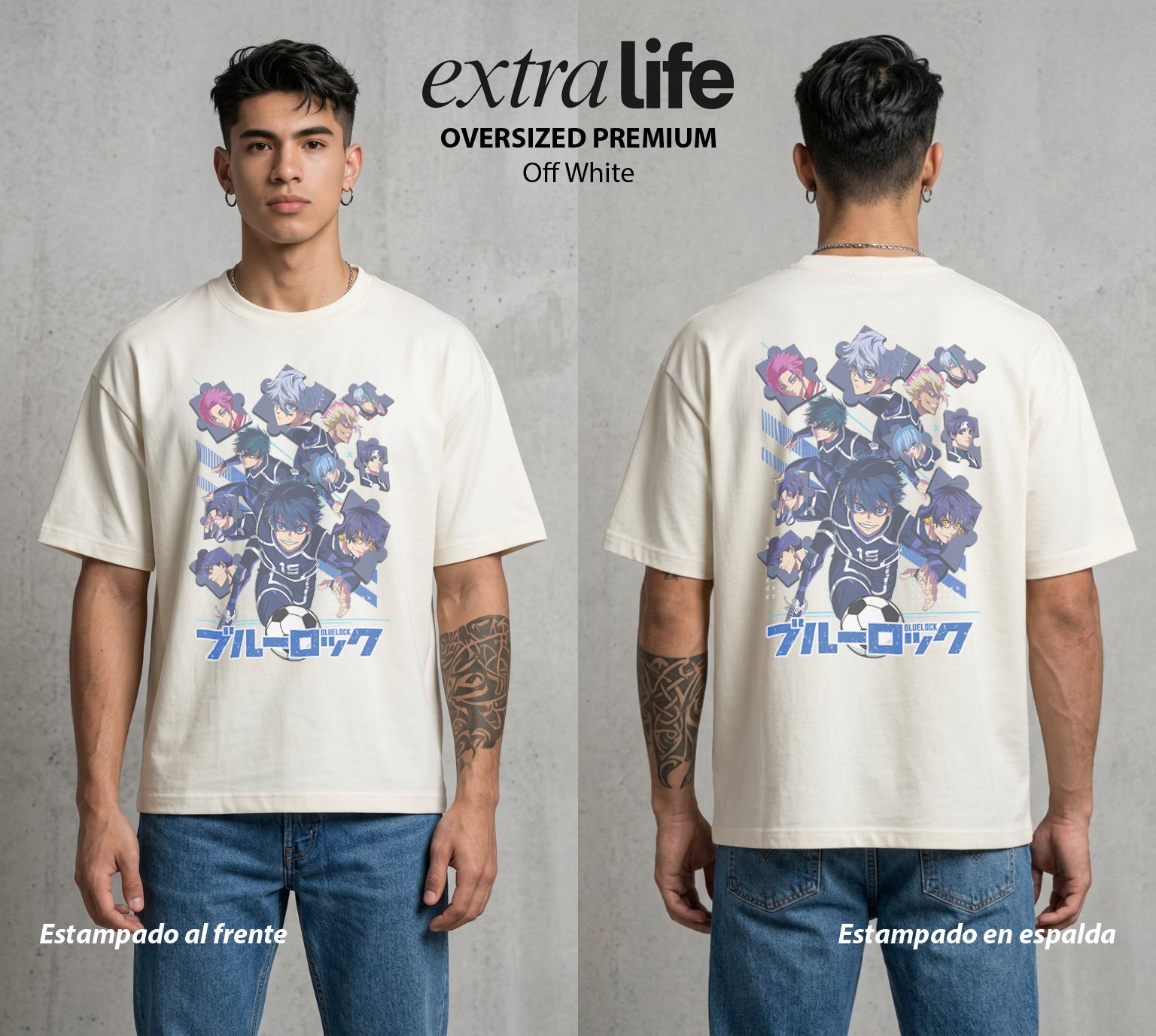 La Prision del Gol | Clase 1-A #00305 - Playera Oversized Premium | Off White - Foto en modelo
