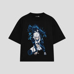 Playera streetwear premium de anime y gaming ExtraLife MX, corte oversized drop shoulder ligero y fresco en color Deep Black y Off-White, moda urbana mexicana de culto.
