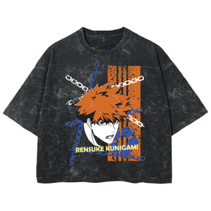 Playera streetwear premium de anime y gaming ExtraLife MX, corte boxy deluxe mineral wash heavyweight en color Acid Wash, moda urbana mexicana de culto.