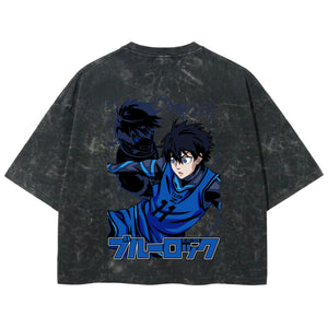 Playera streetwear premium de anime y gaming ExtraLife MX, corte boxy deluxe mineral wash heavyweight en color Acid Wash, moda urbana mexicana de culto.