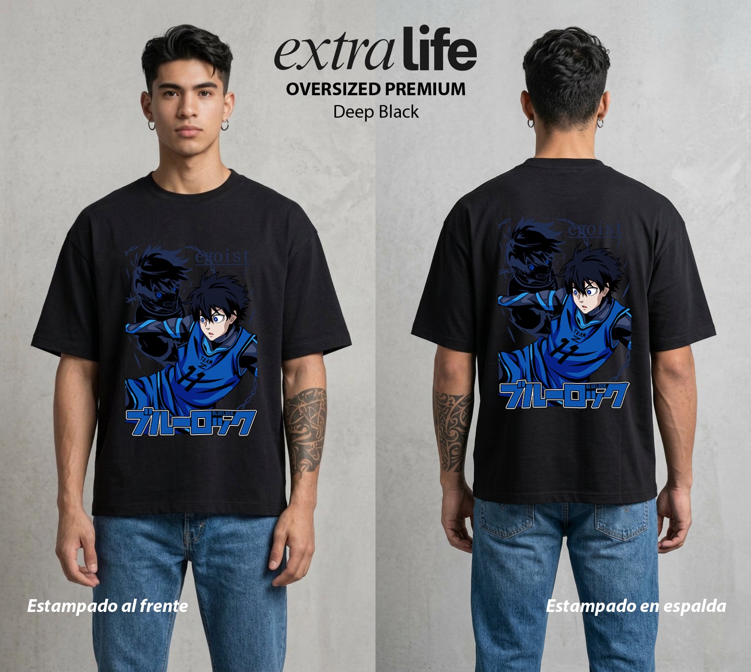 La Prision del Gol | El Arma Perfecta #00318 - Playera Oversized Premium | Deep Black - Foto en modelo
