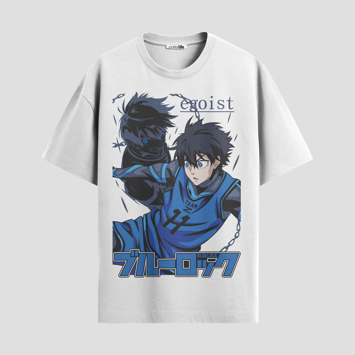 Playera urbana de anime y gaming ExtraLife MX, corte Classic Premium unisex ligero y transpirable en color Deep Black y Pure White, ropa de uso diario para gym y casual.