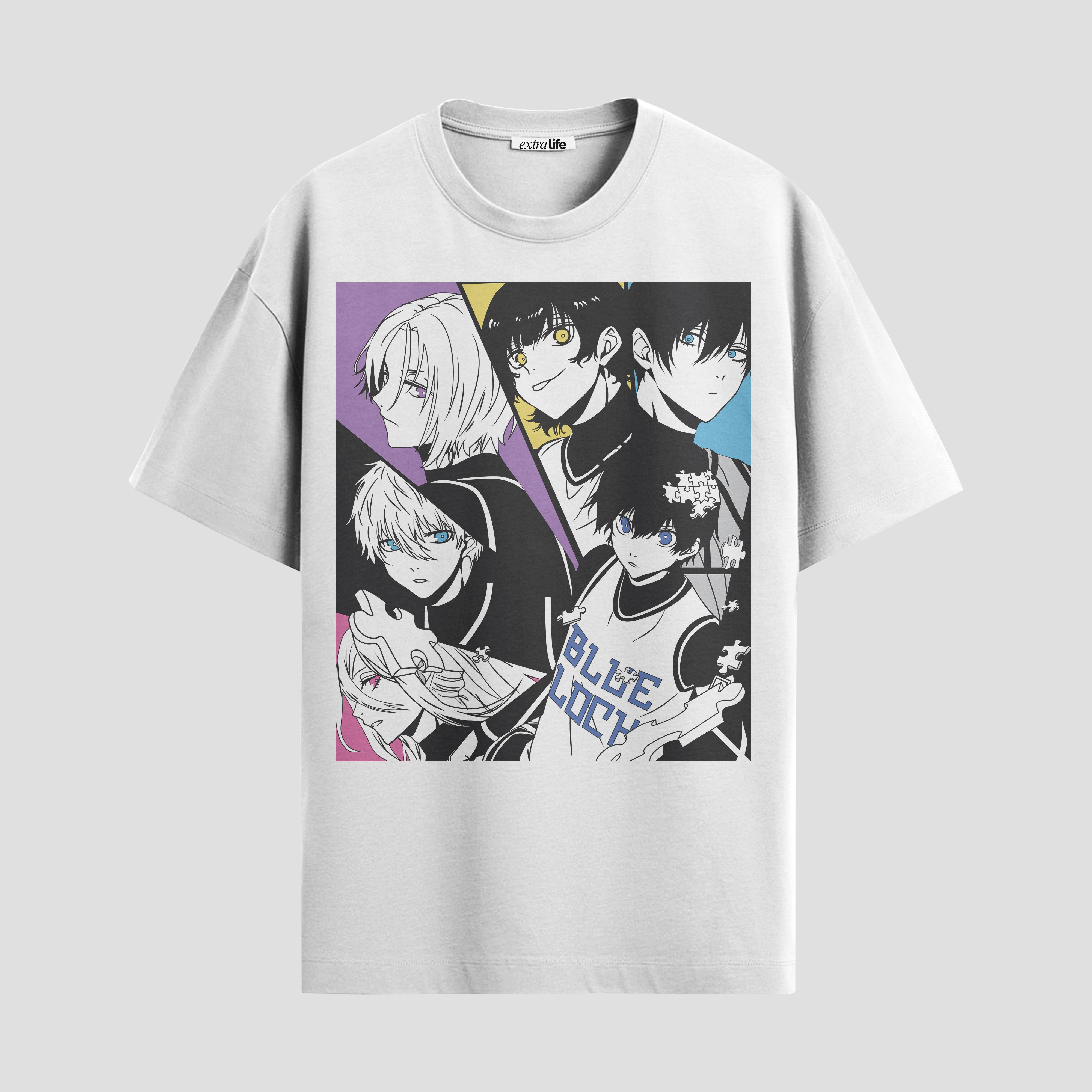 Playera urbana de anime y gaming ExtraLife MX, corte Standard Fit unisex ligero y transpirable en color Deep Black y Pure White, ropa de uso diario para gym y casual.