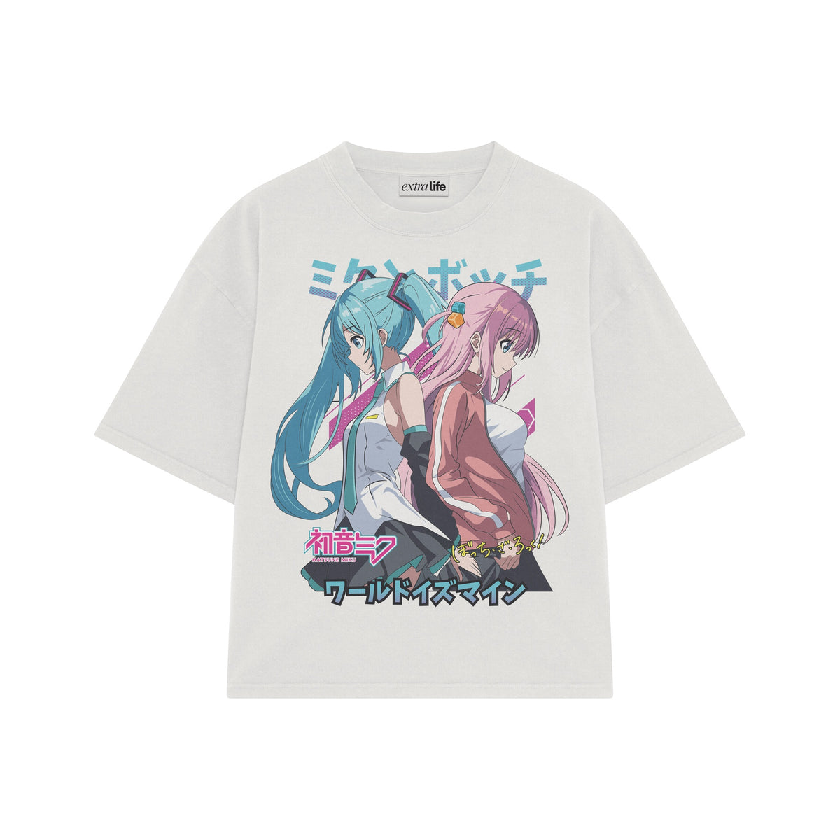 Playera streetwear premium de anime y gaming ExtraLife MX, corte oversized drop shoulder ligero y fresco en color Deep Black y Off-White, moda urbana mexicana de culto.