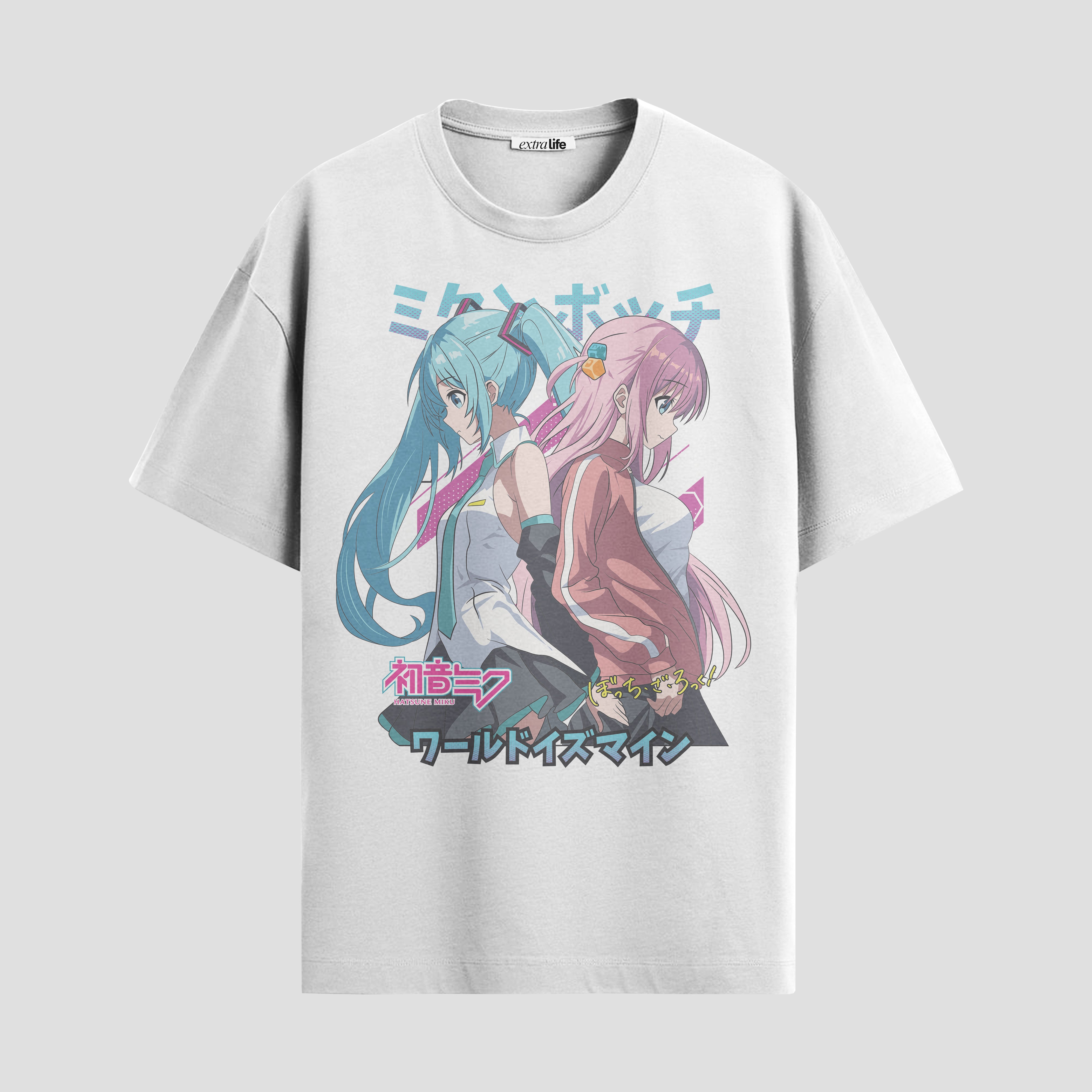 Playera urbana de anime y gaming ExtraLife MX, corte Standard Fit unisex ligero y transpirable en color Deep Black y Pure White, ropa de uso diario para gym y casual.