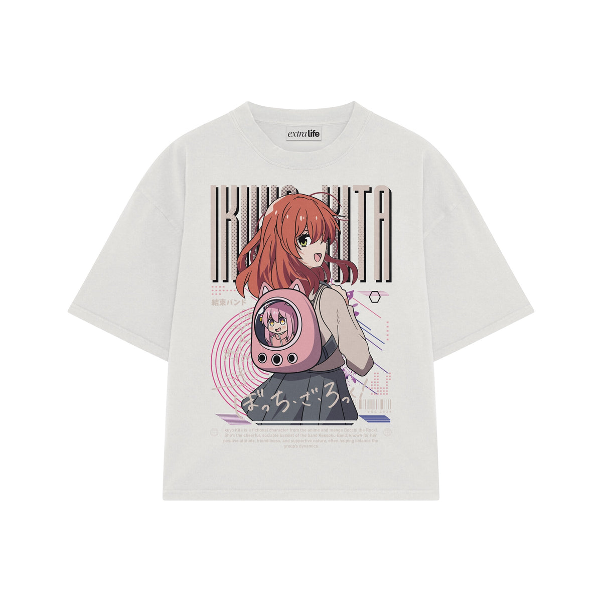 Playera streetwear premium de anime y gaming ExtraLife MX, corte oversized drop shoulder ligero y fresco en color Deep Black y Off-White, moda urbana mexicana de culto.