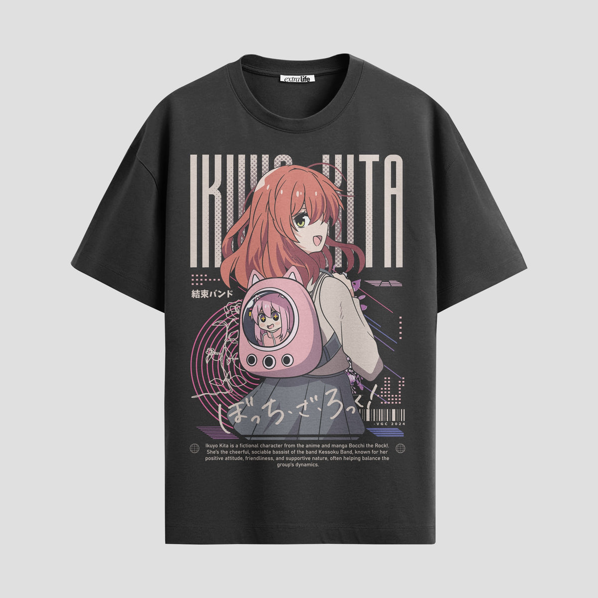 Playera urbana de anime y gaming ExtraLife MX, corte Classic Premium unisex ligero y transpirable en color Deep Black y Pure White, ropa de uso diario para gym y casual.
