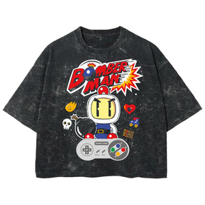 Playera streetwear premium de anime y gaming ExtraLife MX, corte boxy deluxe mineral wash heavyweight en color Acid Wash, moda urbana mexicana de culto.