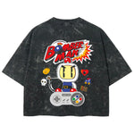 Playera streetwear premium de anime y gaming ExtraLife MX, corte boxy deluxe mineral wash heavyweight en color Acid Wash, moda urbana mexicana de culto.