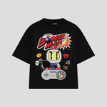 Playera streetwear premium de anime y gaming ExtraLife MX, corte oversized drop shoulder ligero y fresco en color Deep Black y Off-White, moda urbana mexicana de culto.