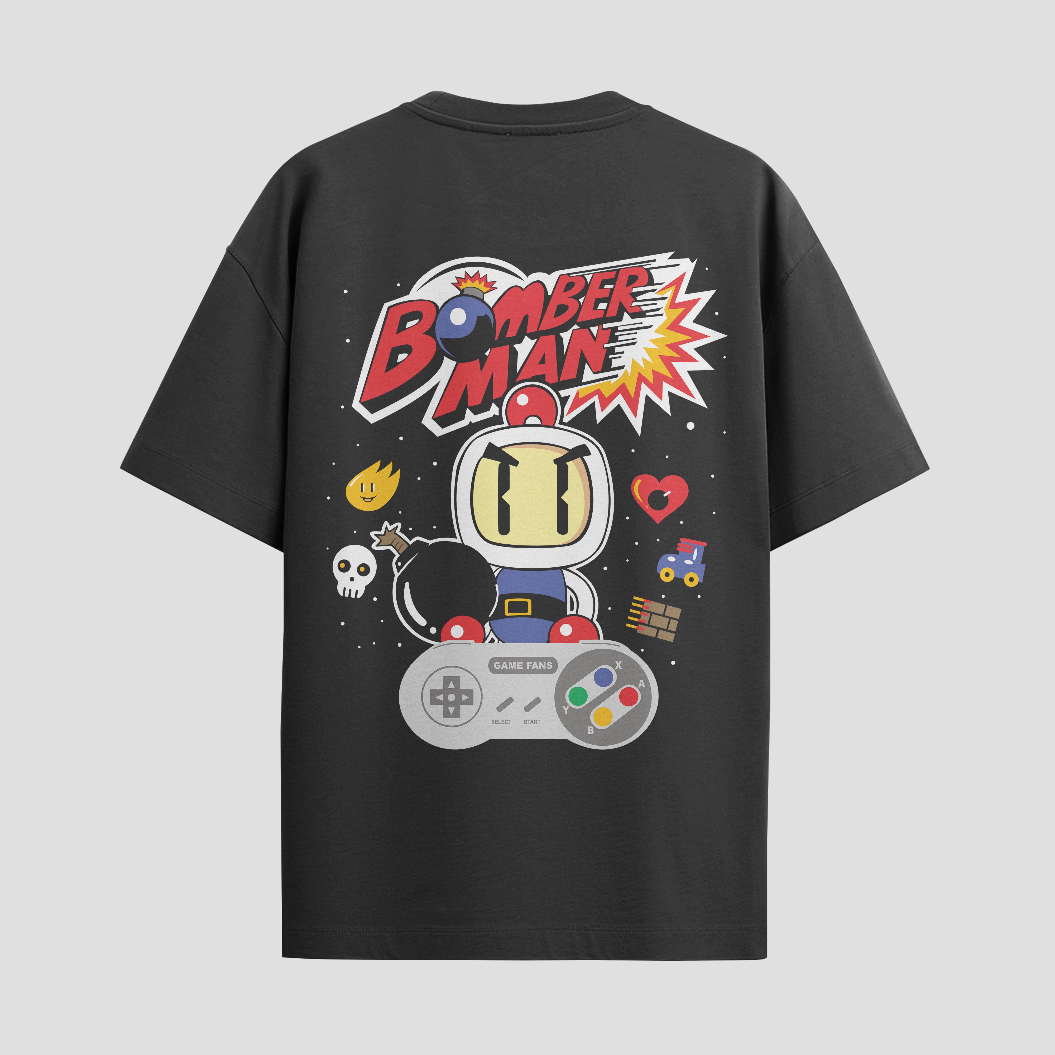 Playera urbana de anime y gaming ExtraLife MX, corte Standard Fit unisex ligero y transpirable en color Deep Black y Pure White, ropa de uso diario para gym y casual.