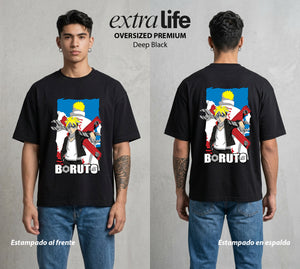 La Aldea Oculta | El Hijo del Hokage #00334 - Playera Oversized Premium | Deep Black - Foto en modelo