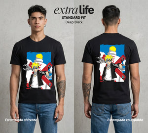 La Aldea Oculta | El Hijo del Hokage #00334 - Playera Standard Fit | Deep Black - Foto en modelo