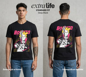 La Aldea Oculta | El Hijo del Hokage #00336 - Playera Standard Fit | Deep Black - Foto en modelo