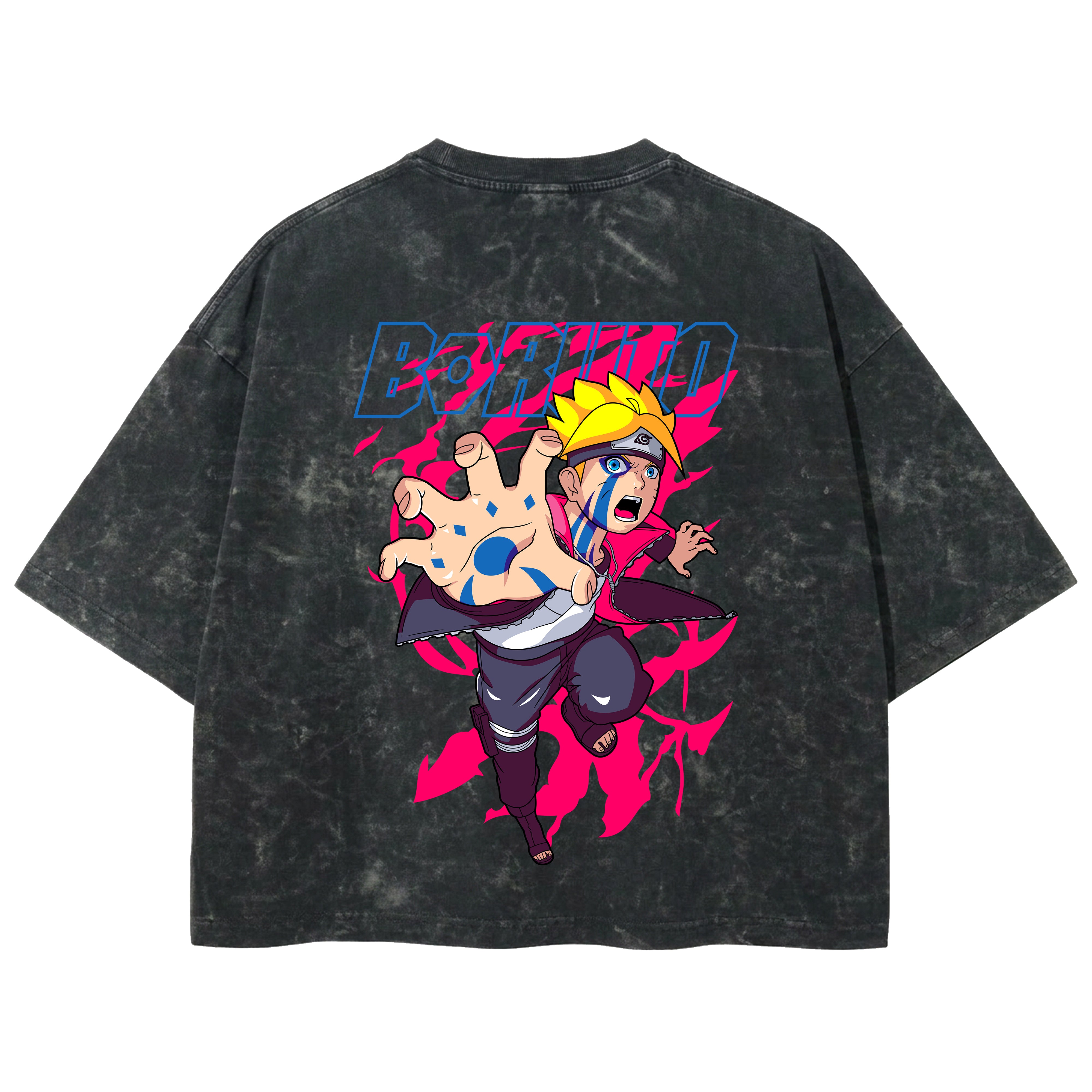 Playera streetwear premium de anime y gaming ExtraLife MX, corte boxy deluxe mineral wash heavyweight en color Acid Wash, moda urbana mexicana de culto.