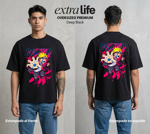 La Aldea Oculta | El Legado Ninja #00337 - Playera Oversized Premium | Deep Black - Foto en modelo