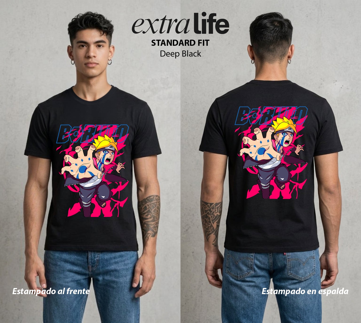 La Aldea Oculta | El Legado Ninja #00337 - Playera Standard Fit | Deep Black - Foto en modelo