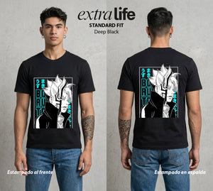 La Aldea Oculta | El Hijo del Hokage #00338 - Playera Standard Fit | Deep Black - Foto en modelo