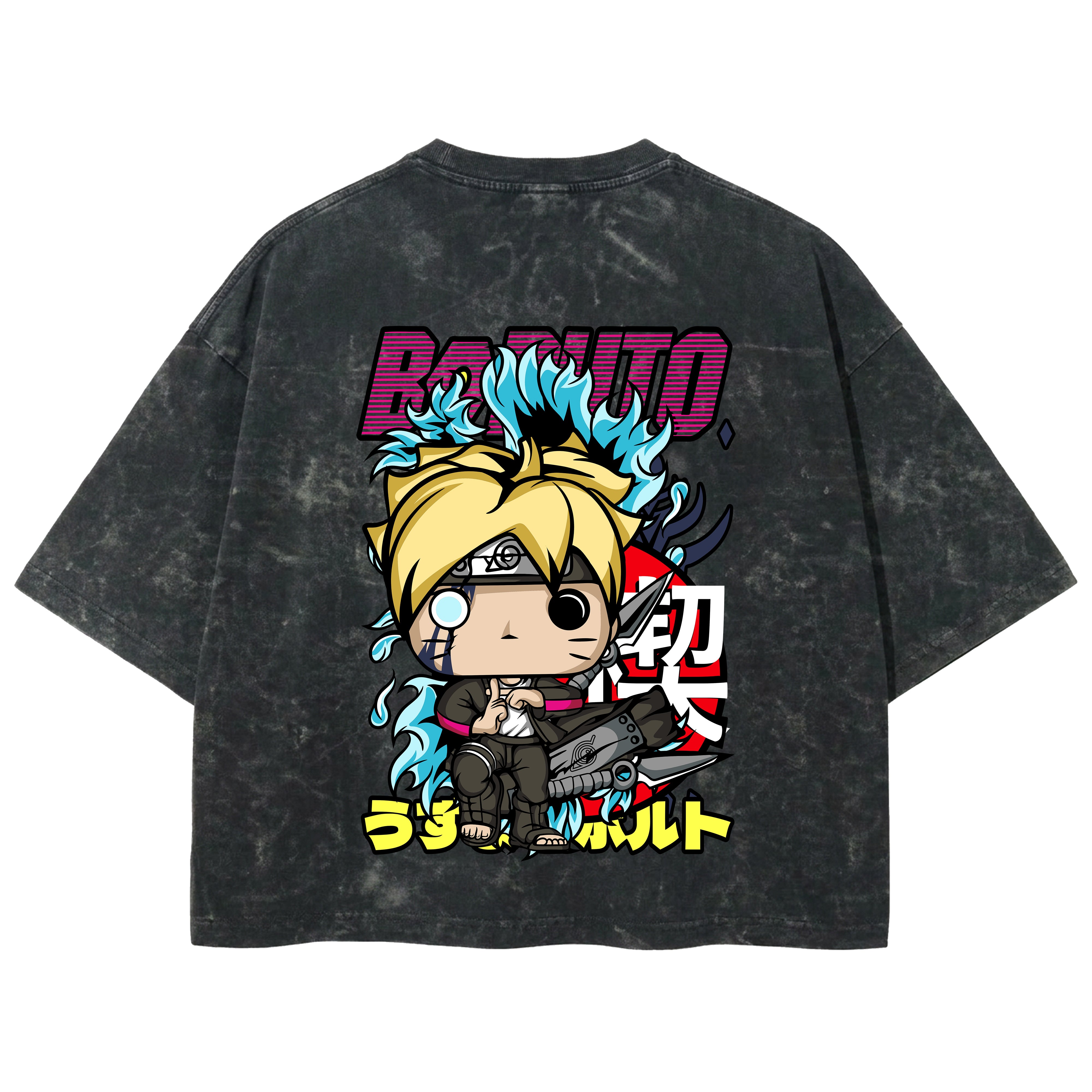 Playera streetwear premium de anime y gaming ExtraLife MX, corte boxy deluxe mineral wash heavyweight en color Acid Wash, moda urbana mexicana de culto.