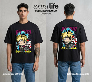 La Aldea Oculta | Figura Genin Pop Art #00339 - Playera Oversized Premium | Deep Black - Foto en modelo