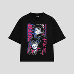 Playera streetwear premium de anime y gaming ExtraLife MX, corte oversized drop shoulder ligero y fresco en color Deep Black y Off-White, moda urbana mexicana de culto.