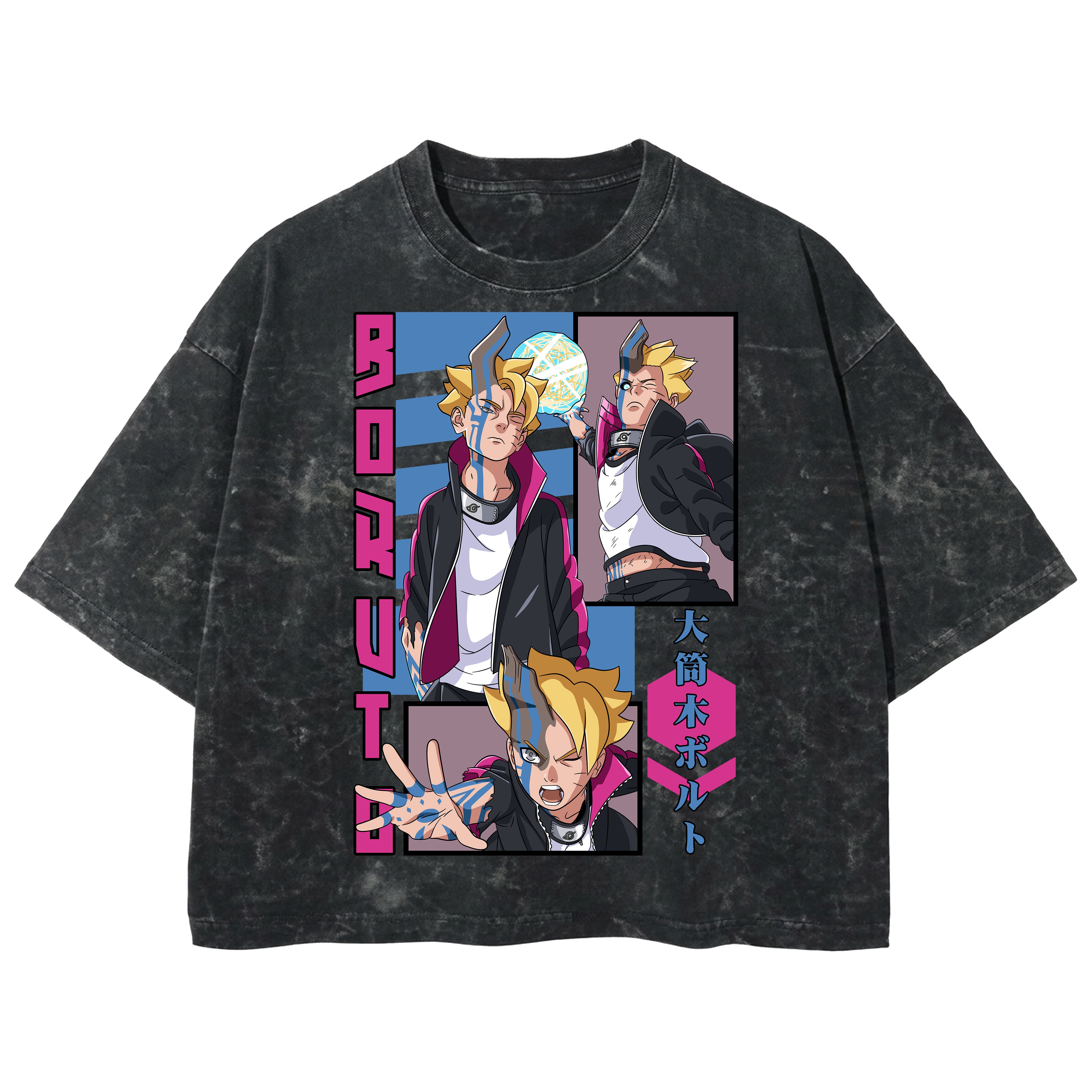 Playera streetwear premium de anime y gaming ExtraLife MX, corte boxy deluxe mineral wash heavyweight en color Acid Wash, moda urbana mexicana de culto.