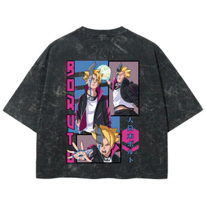 Playera streetwear premium de anime y gaming ExtraLife MX, corte boxy deluxe mineral wash heavyweight en color Acid Wash, moda urbana mexicana de culto.