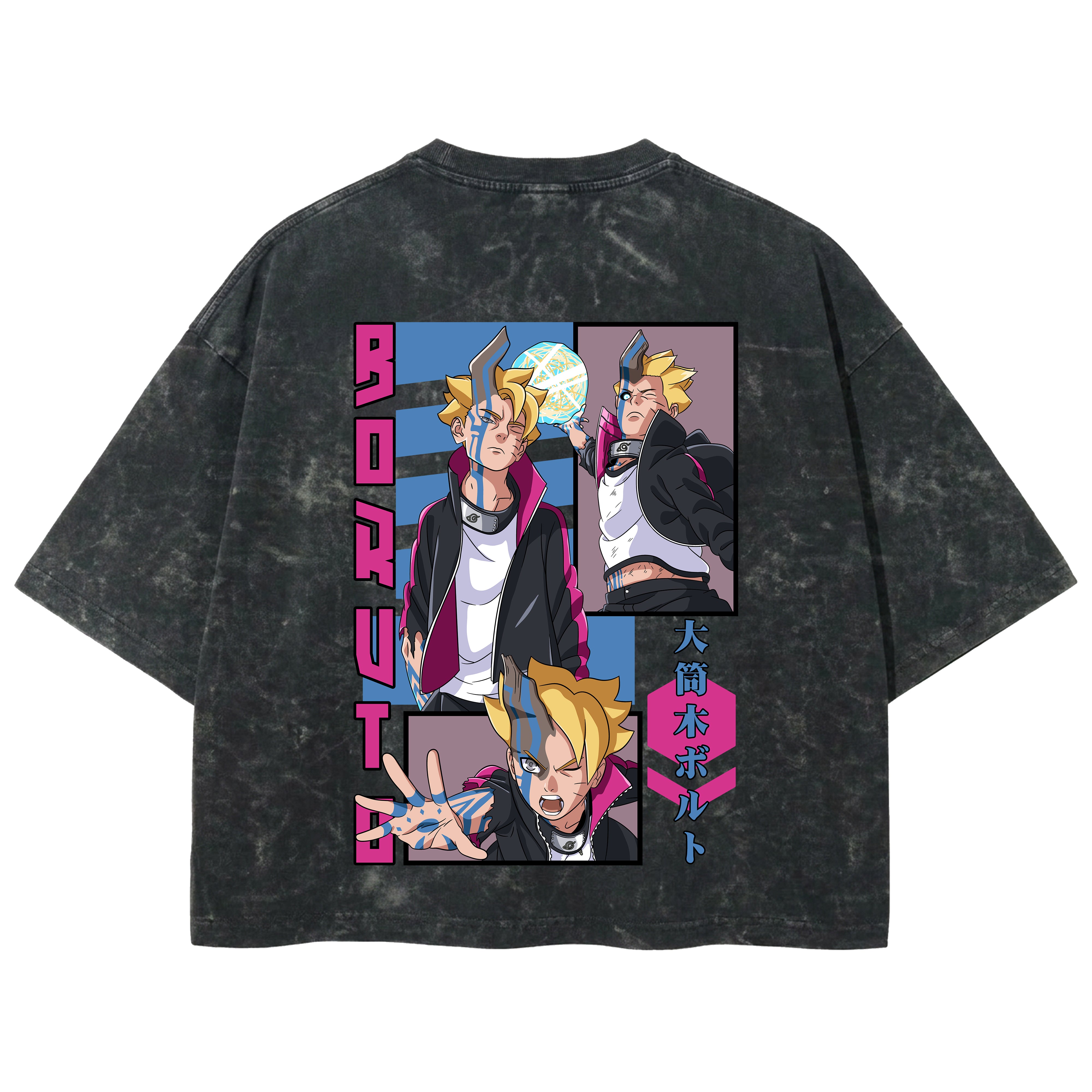 Playera streetwear premium de anime y gaming ExtraLife MX, corte boxy deluxe mineral wash heavyweight en color Acid Wash, moda urbana mexicana de culto.